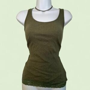 Vintage green lace trim tank